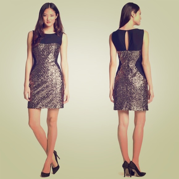 nordstrom black and gold dress